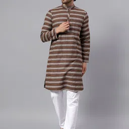 Latest Chikan Garments Men Striped Regular Kurta with Pyjama-picture-19