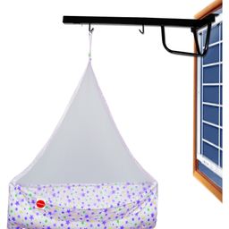VParents Joy Baby Cradle with Attached Bed and Mosquito Net and Window Cradle Metal Hanger - Purple-1