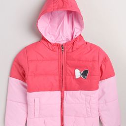 TOONYPORT Full Sleeves Butterfly Applique Colorblocked Detail Quilted Winter Jacket - Pink-image-83