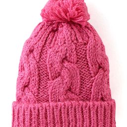 Babyhug Woollen Cap with Knit Design -Pink-image-27
