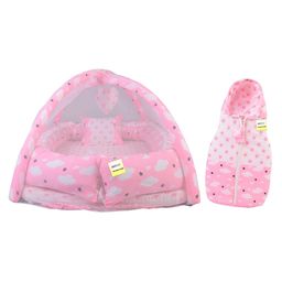 Kwitchy New Born Baby Bedding Set Foam Insert Mattress with Net & Sleeping Bag  -Pink-24