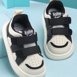 KIDLINGSS Colour Blocked Double Velcro Closure  Sneakers -  White & Black-image-9