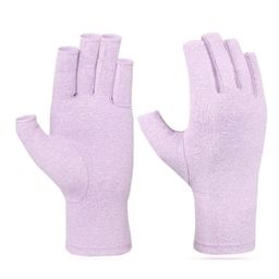 MOMISY Arthritis Finger Less Compression Small Gloves - Purple, M-image-98