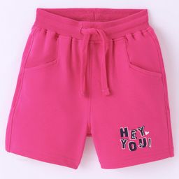 Doreme Single Jersey Knit Shorts With Text Print - Pink-13