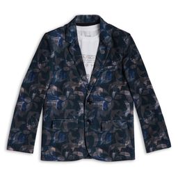 CAVIO Full Sleeves Abstract Printed Blazer With Stone Embellished Tee - Blue-image-24