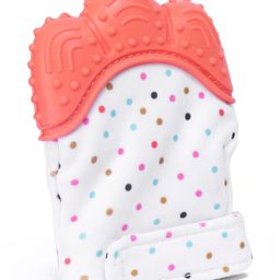 DOMENICO Silicone Teether Mitten Glove Polka Dot Print - Orange-17