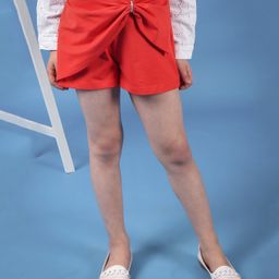 One Friday Bow Detailed Shorts - Red-picture-41