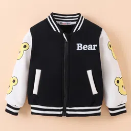 Kookie Kids Full Sleeves Bomber Jacket With Text Print - Black-picture-31