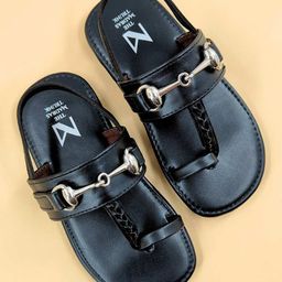 The Madras Trunk Knot & Horsebit Alloy Metal Detailed Sandals - Black-picture-46