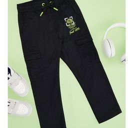 Pantaloons Junior Cotton Pocket & Typography Printed Trousers - Black-picture-30