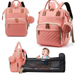 Winnies Diaper Bag With Changing Station | Mummy Bag With Bassinet | Bed Changing Backpack-Pink-28