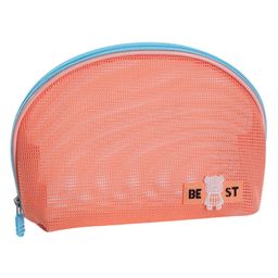 Uninest Semi-Circle Makeup Travel Bag with Zipper- Cosmetic Bag with Mesh Storage for Women, Daily Travel Essentials (Orange)-10