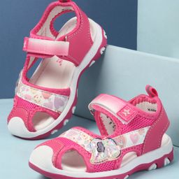 Cute Walk by Babyhug Velcro Closure Sandals with Hearts Glitter Print - Fuchsia-image-70
