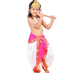Itsmycostume Janmashtami Theme Lord Krishna Costume Set - Magenta & White-image-2
