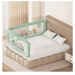 Kids Station Bed Rail Guard with Pocket 2 Side, Green (180 x 150 cm, Height 80 cm) Adjustable & Foldable Baby Safety Barrier for Queen Size Bed (6ft x 5ft), Patently Designed-picture-8