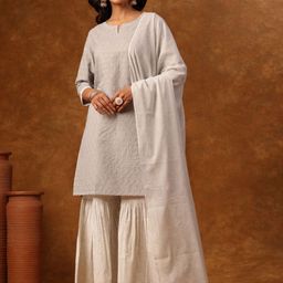 Anouk Embroidered Notch Neck Straight Kurta with Sharara & Dupatta-picture-48