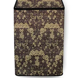 The Furnishing Tree Washing Machine Cover Floral Pattern Brown Base Compatible for Whirlpool 7.2 Kg-77