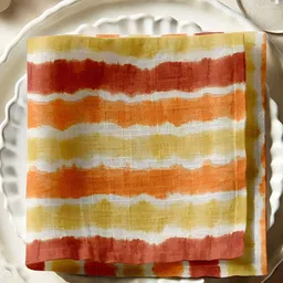 Vargottam 12-Pcs Yellow & White Printed Cotton Table Napkins-44