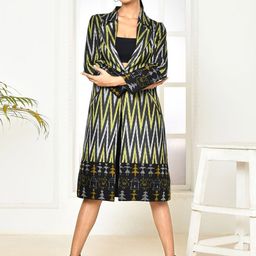 expressions by uv Women Lapel Collar Chevron Printed Cotton Casual Tailored Jacket-28
