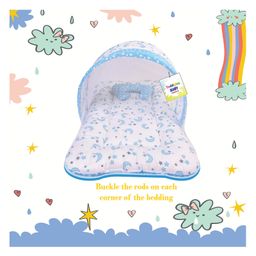 Toddylon Baby Bedding Combo Mattress with Net Sleeping Bag 4 Pcs Gaddi Set - Blue image 4