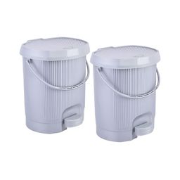 Aura Grey 2 Pieces Striped Pedal & Removable Inner Bucket Bins 10L Each-image-54