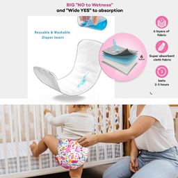 VParents Jumbo Print Reusable and Adjustable Cloth Diapers With Ulta Absorbent Washable Insert with 5 Layers Pack of 2 - Red image 5