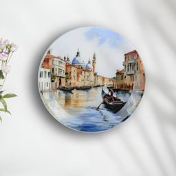Maison Modern White & Blue Floating City Venice Printed Iron Round Wall Plates-image-76