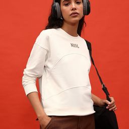 DressBerry Urban Serenity Embroidered Detail Drop-Shoulder Sleeves Sweatshirt-image-13