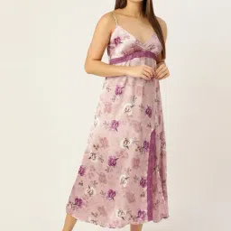 Ms.Lingies Purple Printed Nighty-image-54