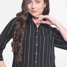 Crimsoune Club Black & White Striped Shirt-image-91