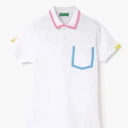 United Colors of Benetton Kids White Cotton Printed Polo T-Shirt-picture-7