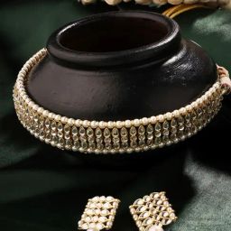 Priyaasi Charming Kundan and Pearl Combo Choker Set-image-67