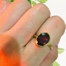 GenZcomplex Gold-Plated Brass Garnet Finger Ring-image-27
