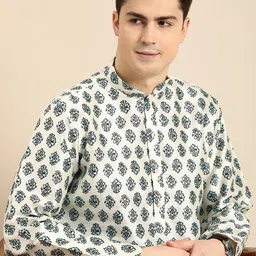 Anouk Men Floral Printed Jacquard Kurta-image-24