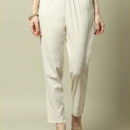 Rangriti White Slim Fit Trousers-image-95