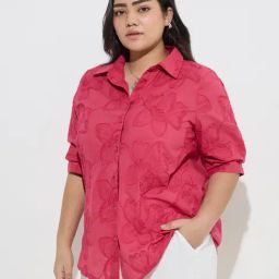 Gia by Westside Pink Floral Embroidered Cotton Shirt-picture-37