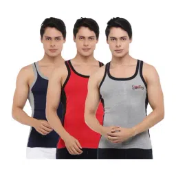 Dollar Bigboss Assorted Color Cotton Regular Fit Gym Vests (Pack Of 3)-image-80