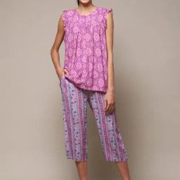 Biba Purple Printed Top Capri Set-picture-20