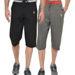 Vimal Jonney Black & Grey Regular Fit Capris - Pack of 2-image-71