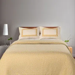 Saral Home Abstract Yellow 155 TC Cotton King Sized Bed Sheet with 2 Pillow Covers-picture-13