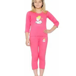 Bodycare Kids Fuchsia Pink Cotton Printed Full Sleeves Thermal Set-image-60