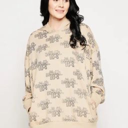 EDRIO Beige Printed Hoodie-image-2