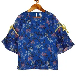 Kiddopanti Kids Blue Floral Print Top-image-46
