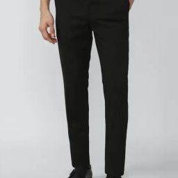 Peter England Black Slim Fit Checks Trousers-picture-30