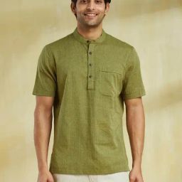 Fabindia Green Cotton Comfort Fit Printed Shirt-picture-13