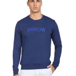 Arrow Sport Dark Blue Cotton Regular Fit Logo Printed SweatShirt-image-58