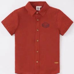 Ed-a-Mamma Kids Red Cotton Printed Shirt-image-72