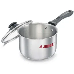 JUDGE Silver & Transparent Stainless Steel 14 cm Gas Compatible Sauce Pan With Glass Lid (1.4 L)-51