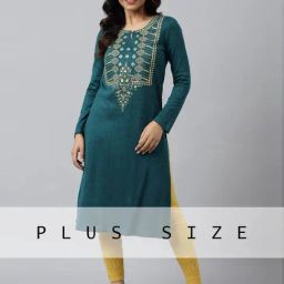 Aurelia Blue Embroidered Straight Kurta-image-90
