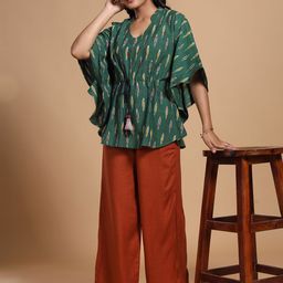 Taavi Women Ikat Printed Pure Cotton Kurti-picture-5